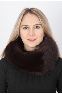 Dark brown fox fur neck warmer